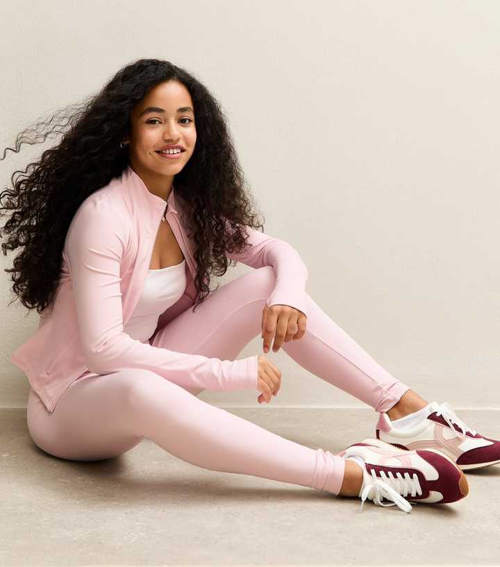 Girls Pink Waistband Leggings