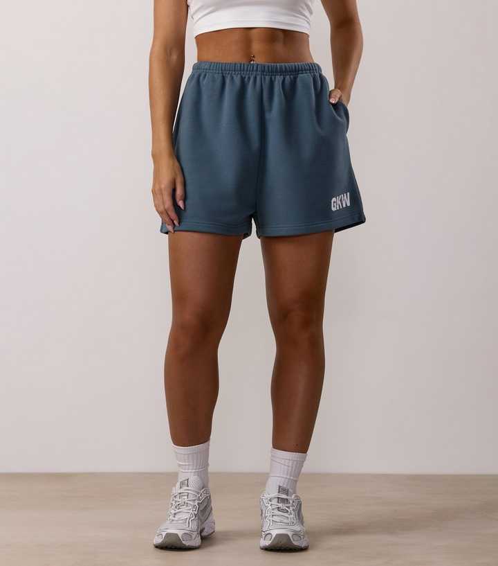 Gym King Dark Blue Jersey Logo Print Shorts