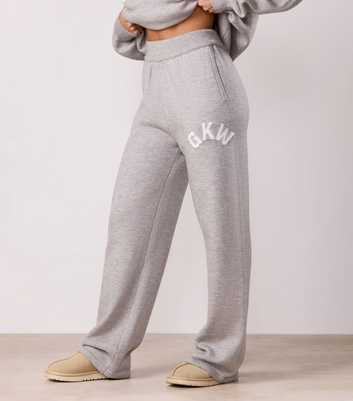 Gym King Grey Knit Contrast Logo Straight Leg Trousers