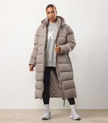 Gym King Light Brown Longline Puffer Jacket