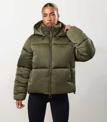 Gym King Khaki Cropped Padded Jacket