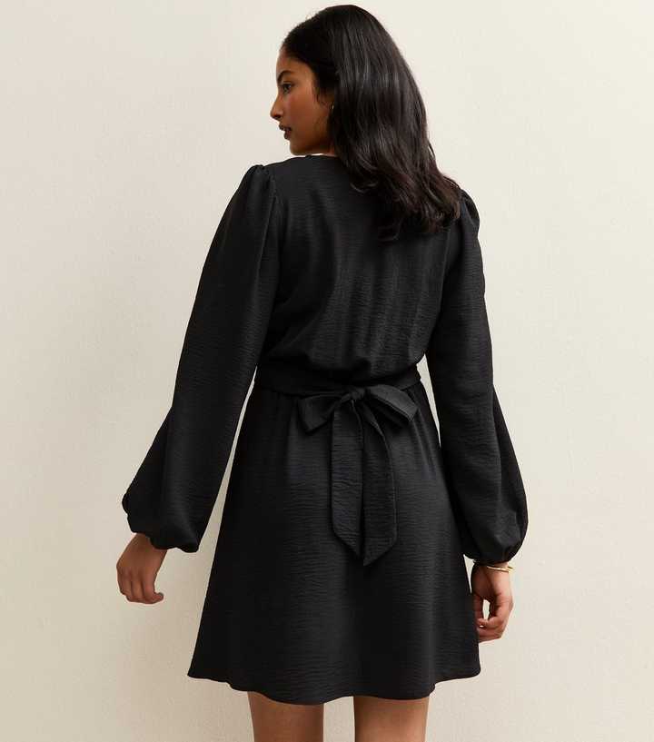 navy blue dress for baby girl NWT Nally & Millie Long Sleeve Printed A-Line Mini Dress Gray Black Women's  S main image 0