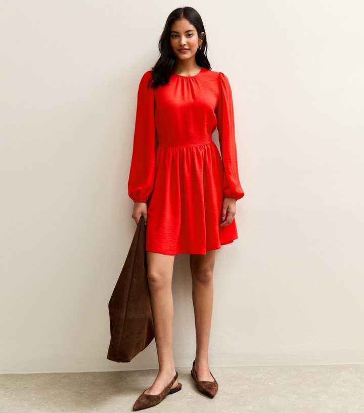 long sleeve dress for short women Women's Mini Merino Long Sleeve Top Dress | Ruby Waves | Size XL