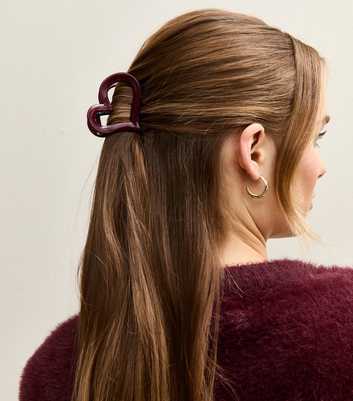Burgundy Heart Hair Clip
