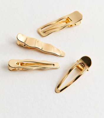 Pack of 4 Gold Abstract Hair Clips