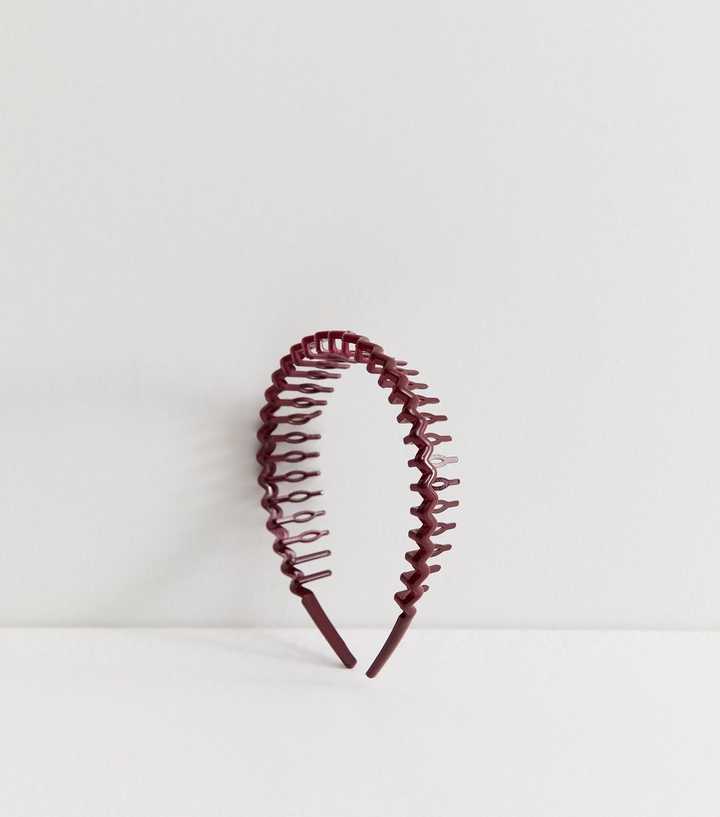 Dark Burgundy Shiny Comb Headband | New Look