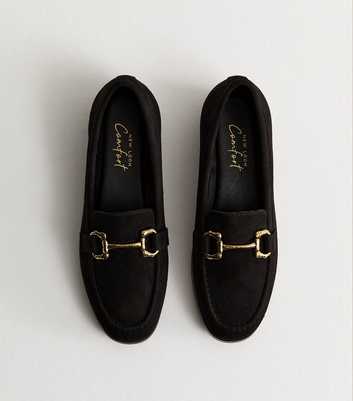 Black Faux Suede Snaffle Buckle Loafer