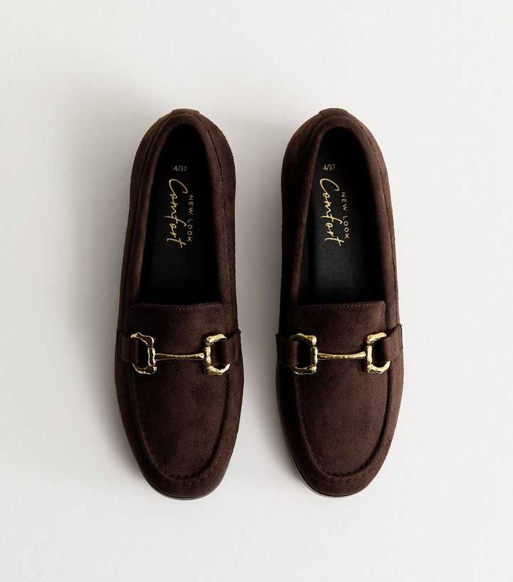Brown Faux Suede Snaffle Buckle Loafer