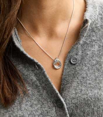 Silver Tone Doorknocker Pendant Necklace