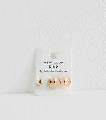 Pack of 2 Gold Tone and Pink Resin Teardrop Earrings.
