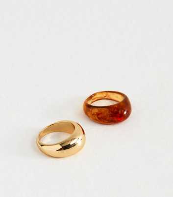 Pack of 2 Gold Tone and Resin Rings
