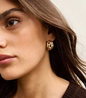 Gold Tone Chunky Wrap Curve Earrings