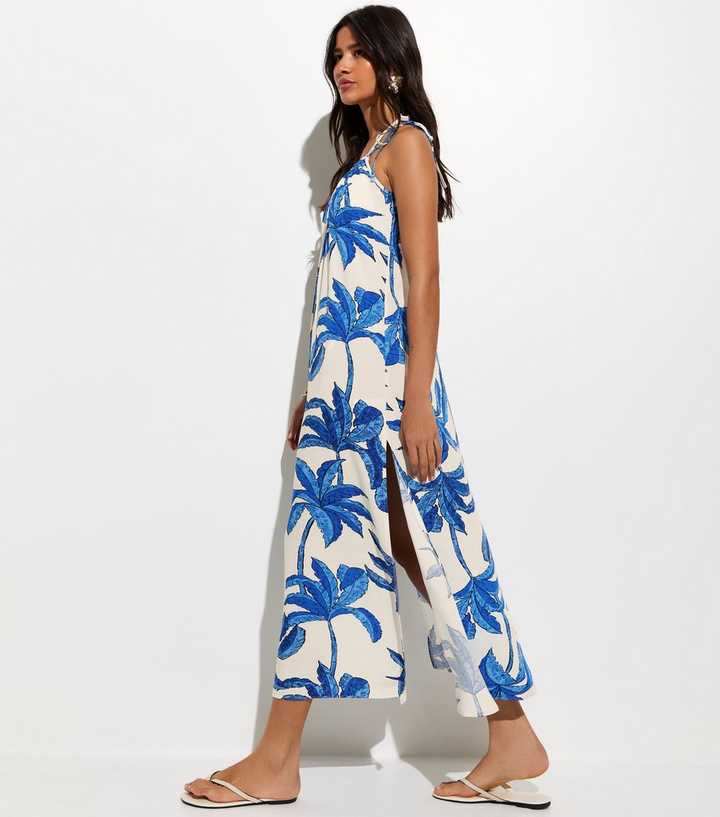 blue palm tree dress Palm Grove Upf50+ V-neck Dress - Blue Multicolor - Size L main image 0