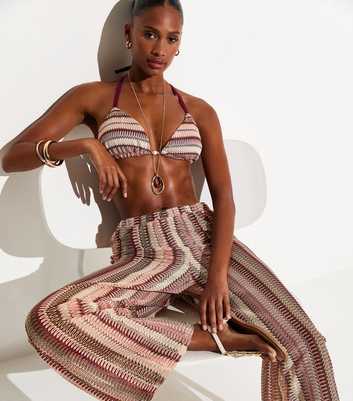 Pink Crochet Wide Leg Beach Trousers