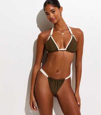 Mid Brown Wide Strap Tanga Bikini Bottoms