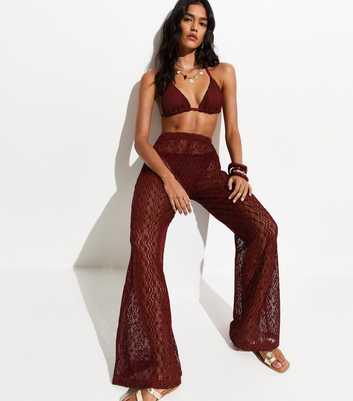 Rust Crochet Beach Trousers
