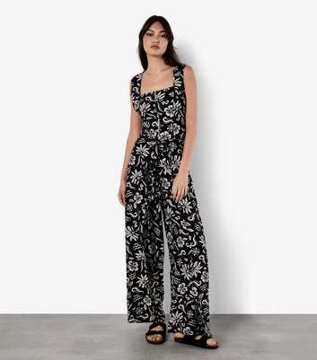 Apricot Black Tropical Print Trousers