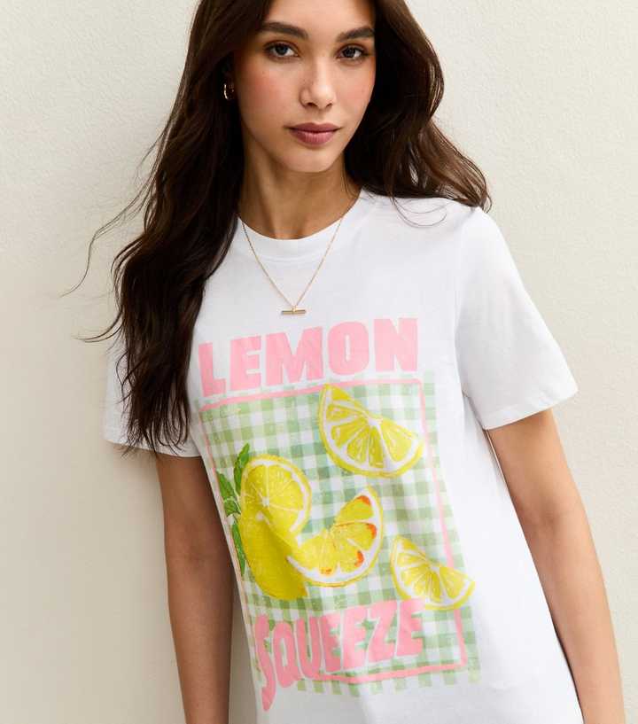 White Lemon Squeeze Print Relaxed Fit T-Shirt
