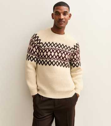 Cream Regular Fairisle Fluffy Knit Crew Neck Jumper