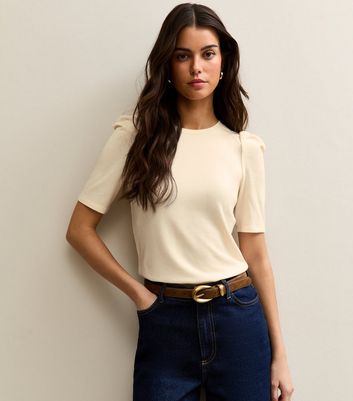 Cream Puff Sleeve Soft Touch T-Shirt | New Look