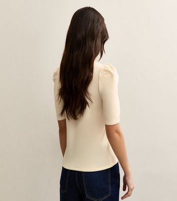 Cream Puff Sleeve Soft Touch T-Shirt | New Look