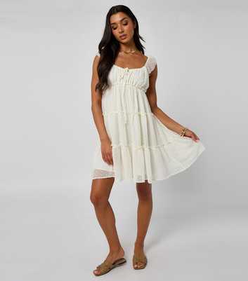 Urban Bliss Cream Ruffled Tiered Dress