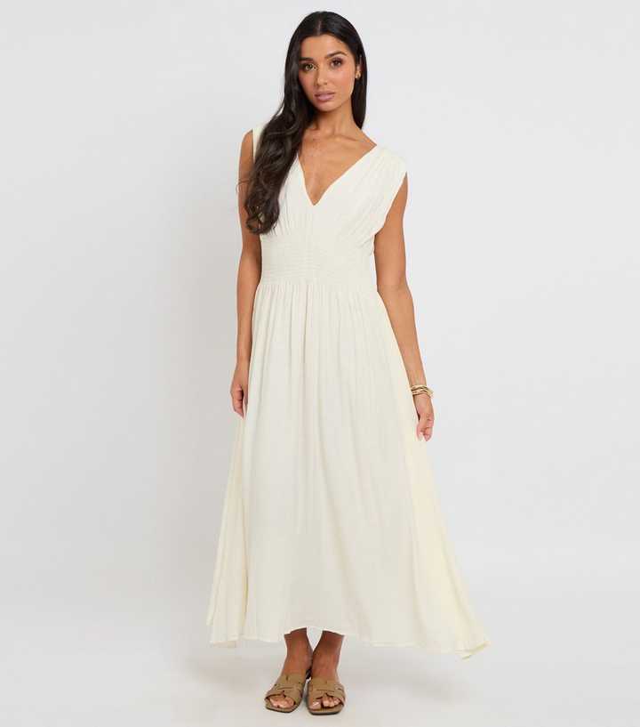 Urban Bliss Cream Elasticated Waist Maxi Dress