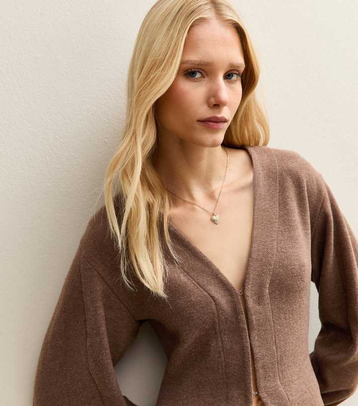Brown Soft Touch V Neck Cardigan