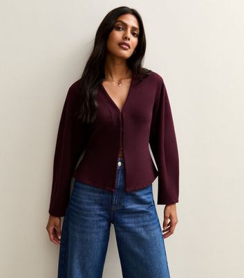 Burgundy Soft Touch V Neck Cardigan