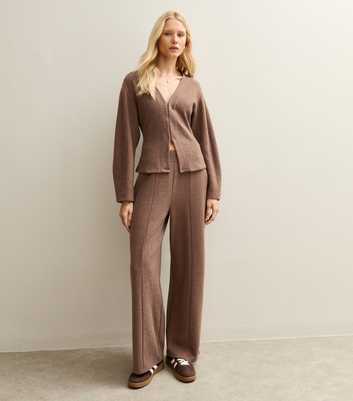 Dark Brown Soft Touch Wide Leg Trousers