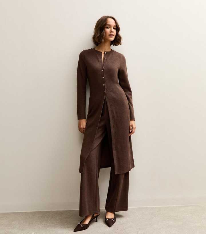 Dark Brown Soft Touch Longline Cardigan
