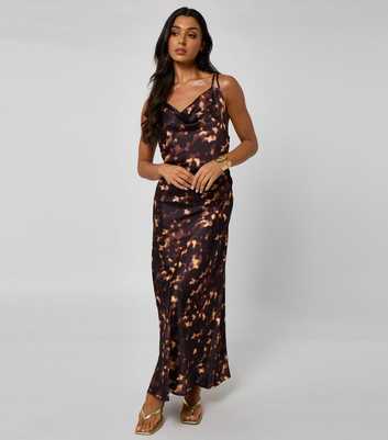 Urban Bliss Brown Pattern Cowl Neck Maxi Dress