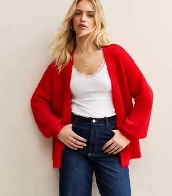Sunshine Soul Bright Red Open Front Cardigan