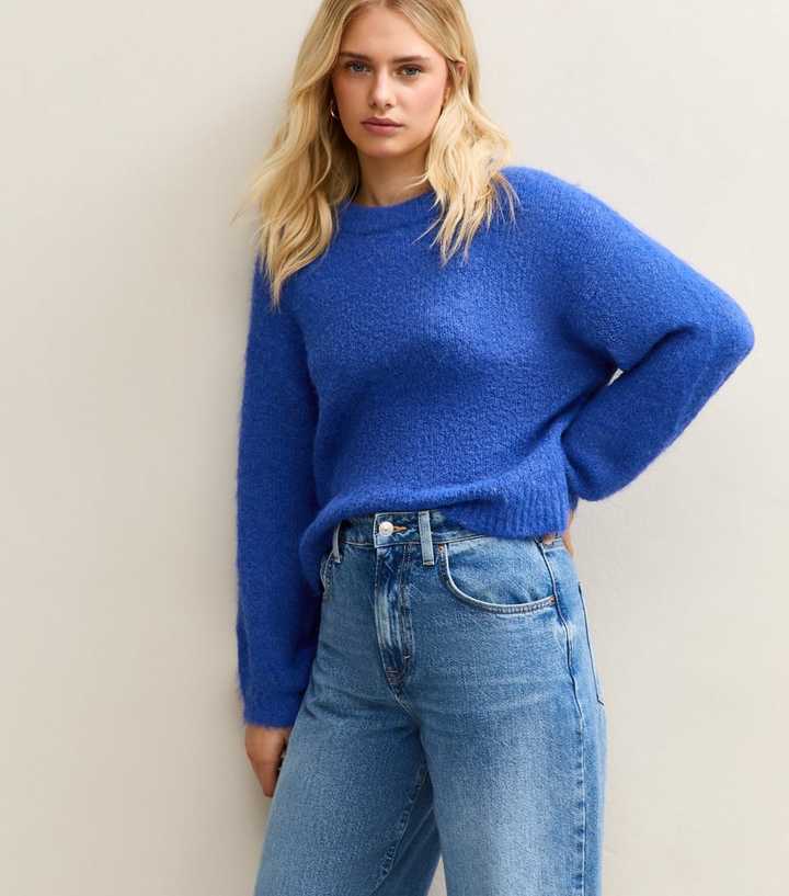 Sunshine Soul Mid Blue Crew Neck Cropped Jumper