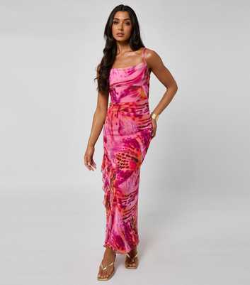 Urban Bliss Pink Floral Print Ruffle Trim Maxi Dress