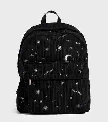 Skinnydip Black Celestial Embroidered Corduroy Backpack