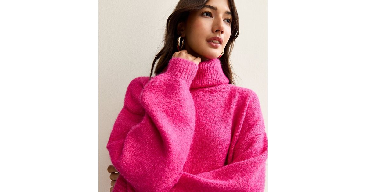 Sunshine Soul Bright Pink Roll Neck Jumper New Look