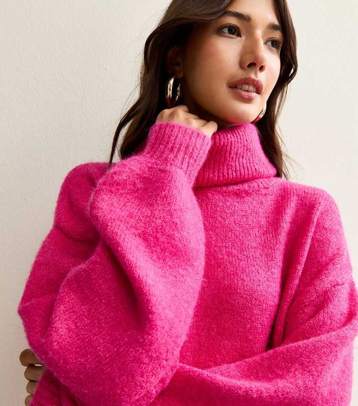 Sunshine Soul Bright Pink Roll Neck Jumper