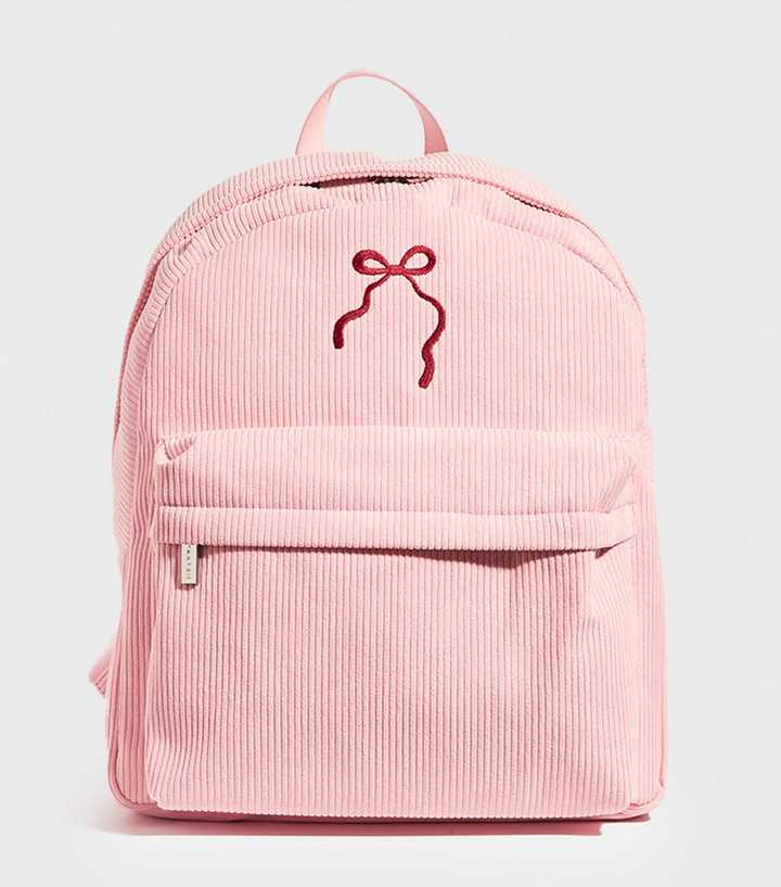 Skinnydip Pink Bow Embroidered Corduroy Backpack
