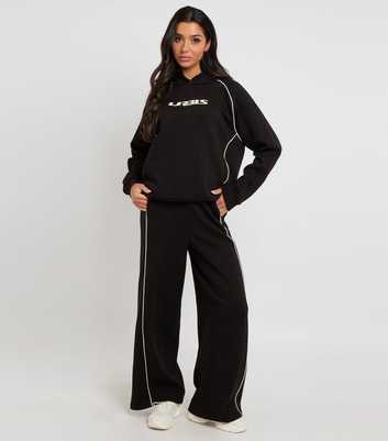 Urban Bliss Black Piped Wide Leg Joggers