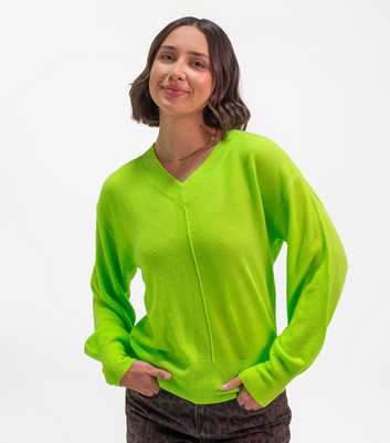 Sunshine Soul Bright Green V-Neck Jumper