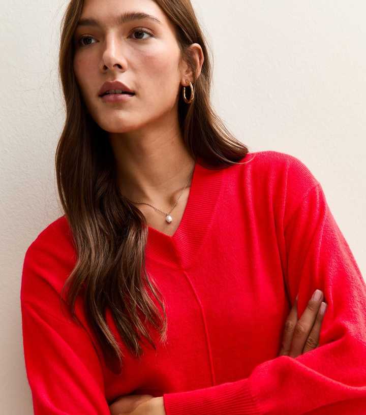 Sunshine Soul Bright Red V-Neck Jumper