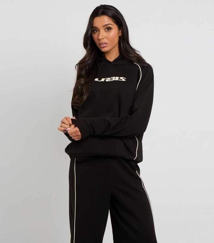 Urban Bliss Black Piped Graphic Hoodie