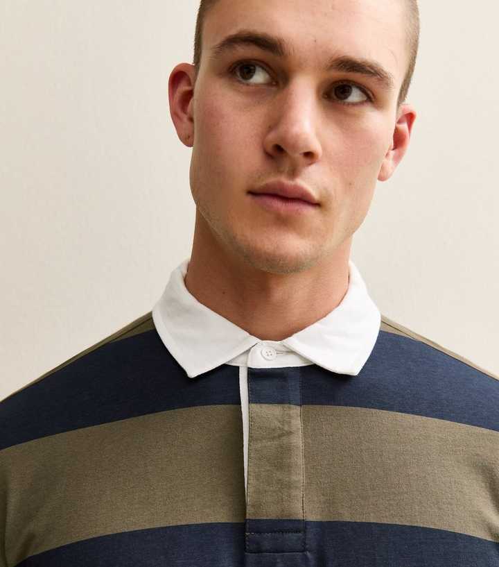 Navy Relaxed Cotton Striped Rugby Shirt