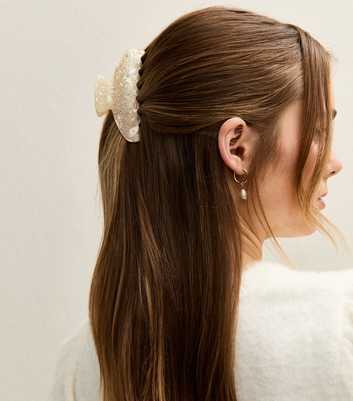 Cream Diamante Embellished Curved Hair Clip