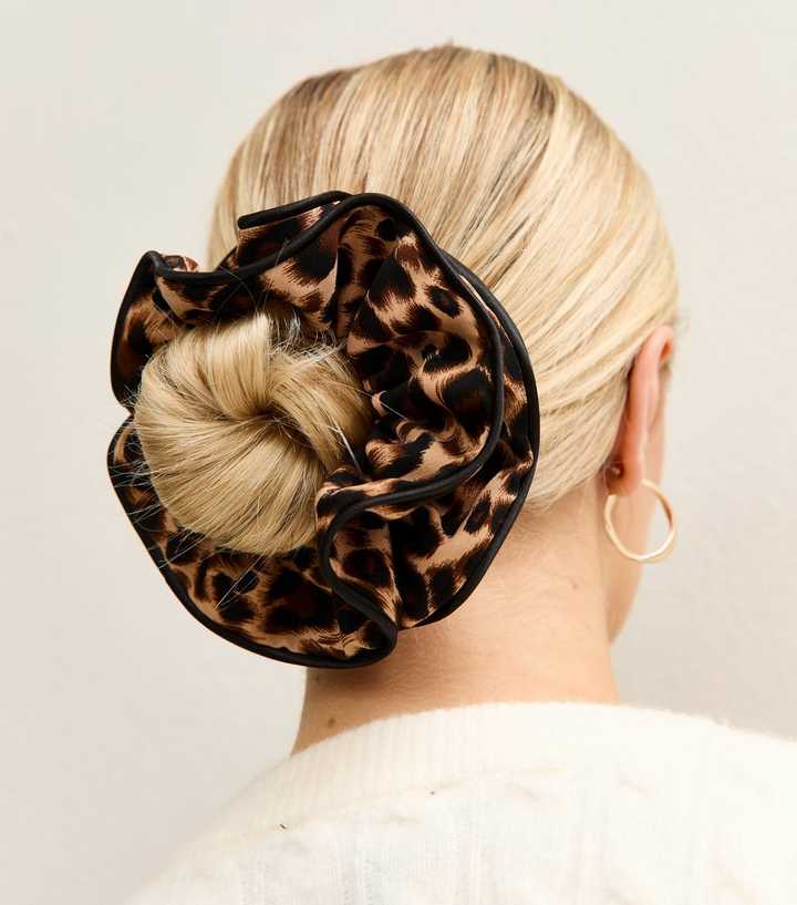 Brown Leopard Print Scrunchie 