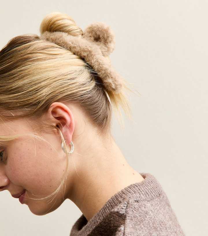 Mid Brown Faux Fur Hair Clip