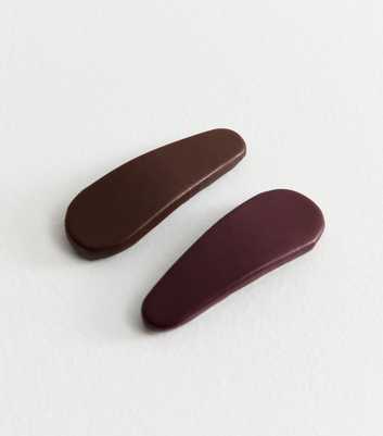 Pack of 2 Brown and Burgundy Faux Leather Hair Slides