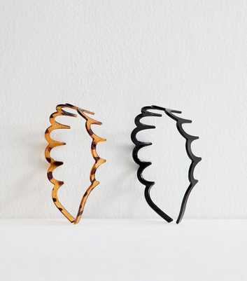 Pack of 2 Tortoiseshell and Black Large Toothcomb Headbands
