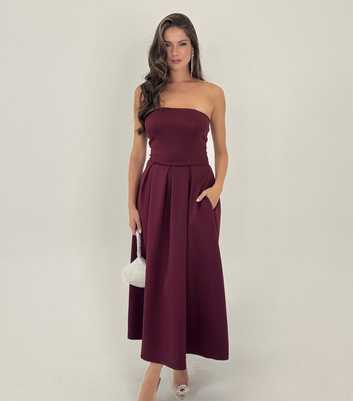 AX Paris Dark Purple Strapless Midi Dress